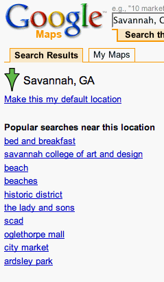 google map results for savannah ga